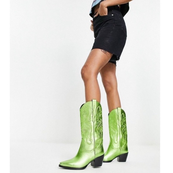 JEFFREY CAMPBELL Free People NEW Dagget Western Boots Metallic Green NEW Size 7 - Picture 12 of 16